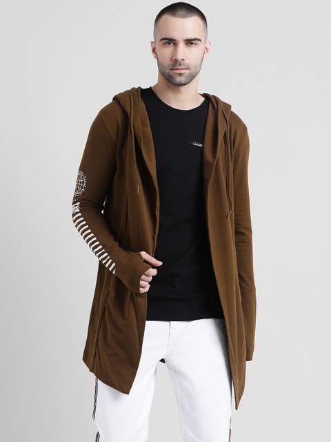 

Tinted Men Brown Solid Open Front Jacket