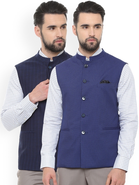 

Van Heusen Men Pack Of 2 Nehru Jacket, Blue