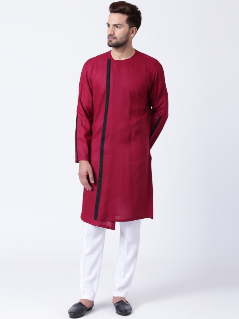 

I Know Men Maroon & White Solid Kurta with Pyjamas