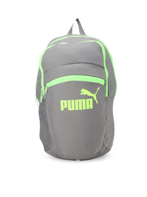 

Puma Unisex Grey & Fluorescent Green Brand Logo Backpack