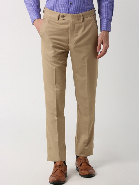 

Peter England Men Beige Slim Fit Self Design Formal Trousers
