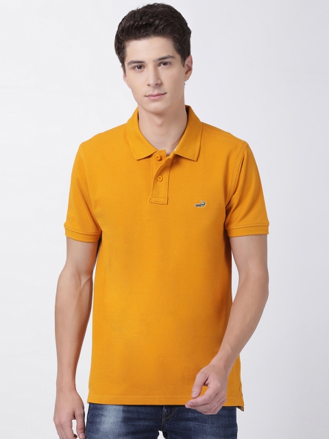 

Crocodile Men Mustard Solid Polo Collar T-shirt