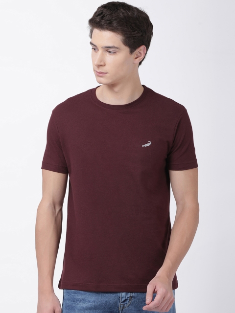 

Crocodile Men Burgundy Solid Round Neck T-shirt