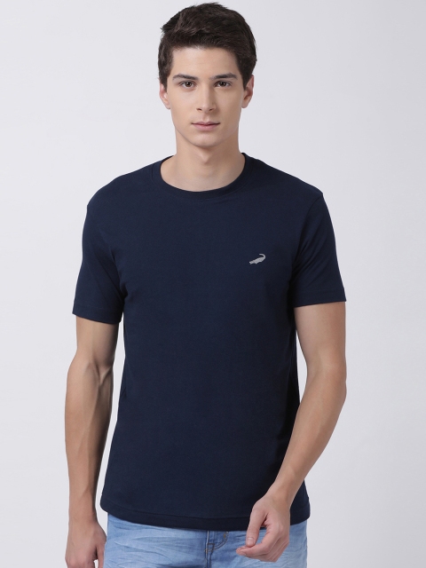 

Crocodile Men Navy Blue Solid Round Neck T-shirt