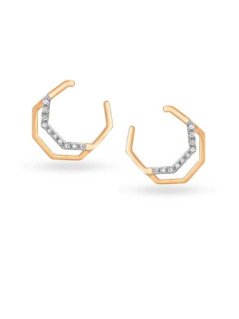 

Mia by Tanishq Women 14KT Rose Gold Diamond Hoop Earrings