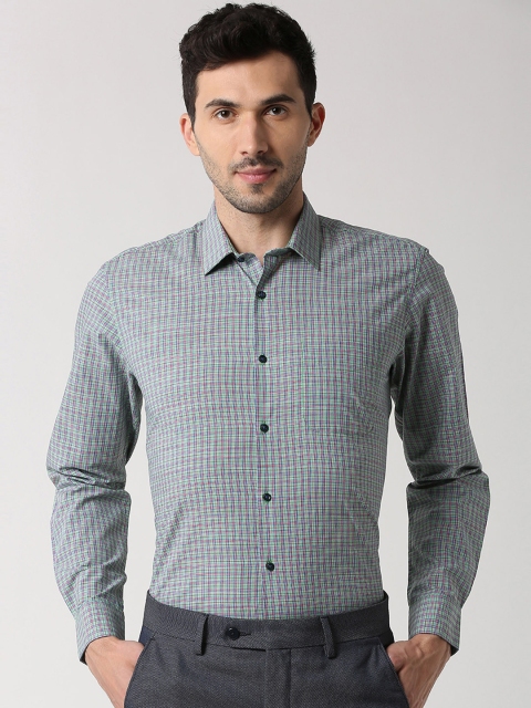 

Peter England Men Green & Pink Regular Fit Checked Formal Shirt