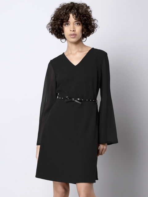 

FabAlley Women Black Solid Fit and Flare Dress