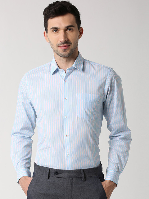 

Peter England Men Blue Regular Fit Striped Formal Shirt