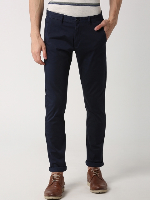 

Peter England Casuals Men Navy Blue Slim Fit Solid Regular Trousers