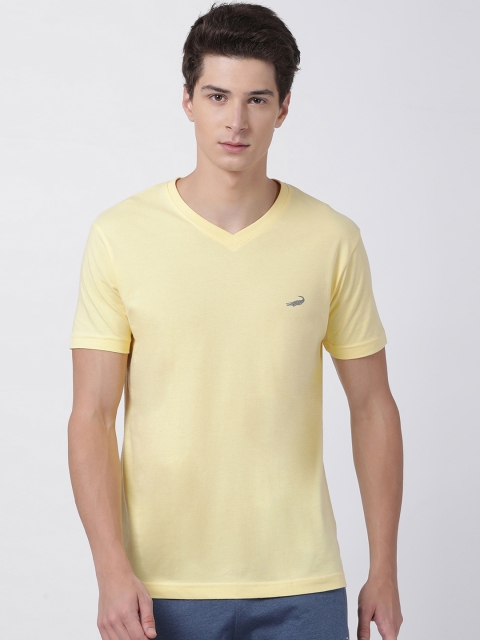 

Crocodile Men Yellow Solid V-Neck T-shirt