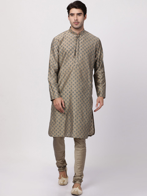 

VASTRAMAY Men Coffee Brown Printed Kurta with Churidar