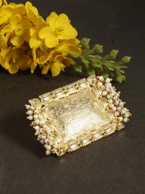 

AKS Women Gold-Plated Rectangular-Shaped Cocktail Handcrafted Ring