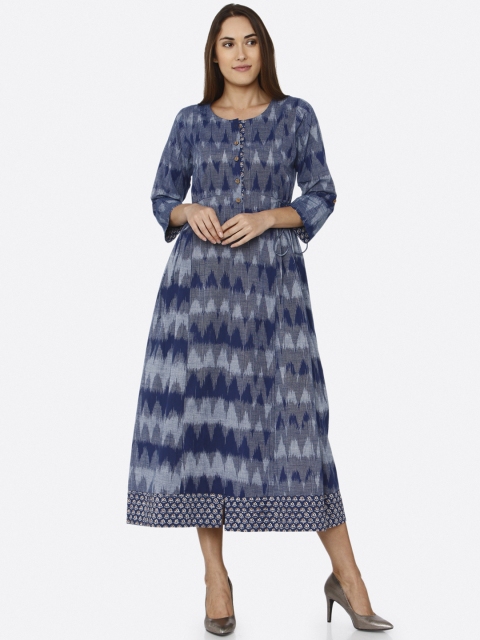 

RAISIN Women Blue Printed A-Line Dress