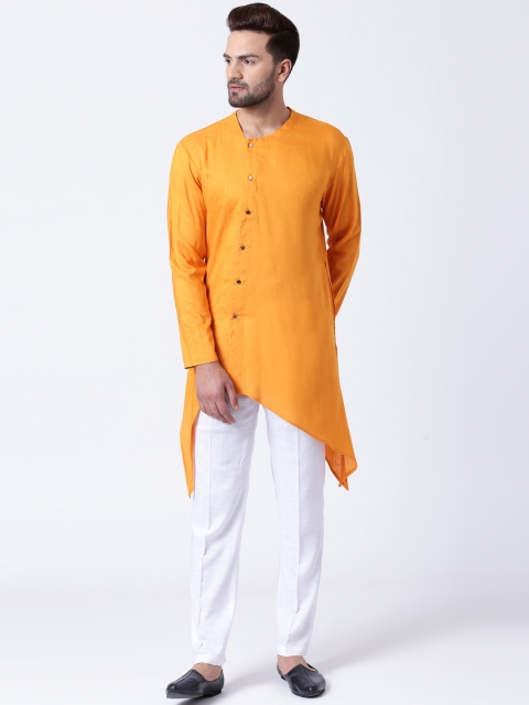 

I Know Men Yellow Solid Asymmetric Straight Kurta