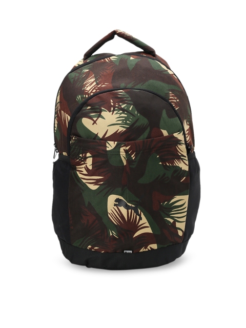 

Puma Unisex Olive Green & Brown Camouflage Graphic Backpack