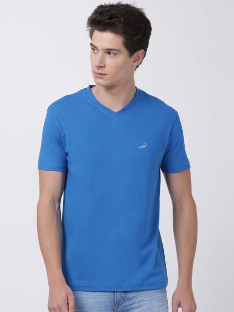 

Crocodile Men Blue Solid V-Neck T-shirt