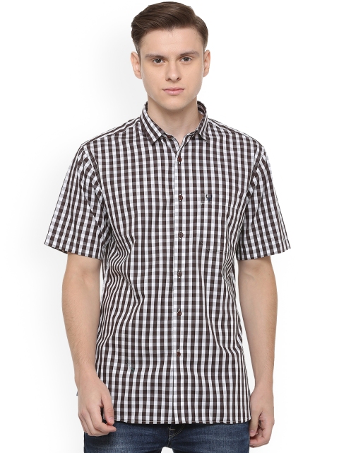 

Allen Solly Men Brown & White Slim Fit Checked Casual Shirt