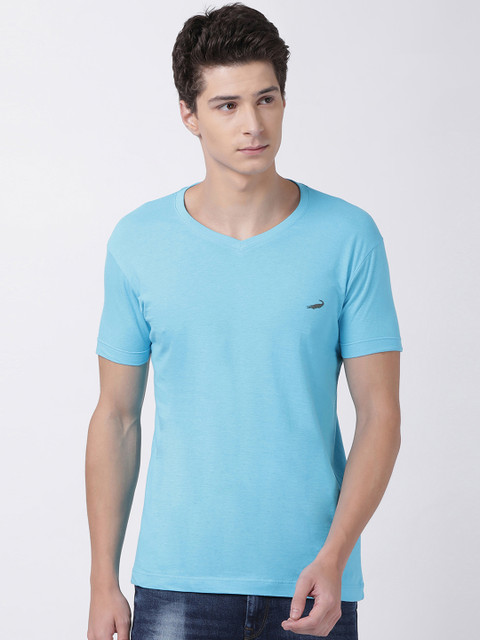 

Crocodile Men Blue Solid V-Neck T-shirt