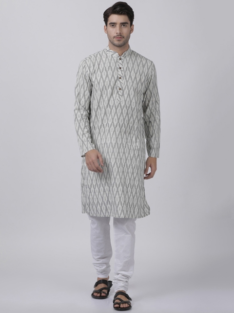 

VASTRAMAY Men White Self Design Kurta with Pyjamas