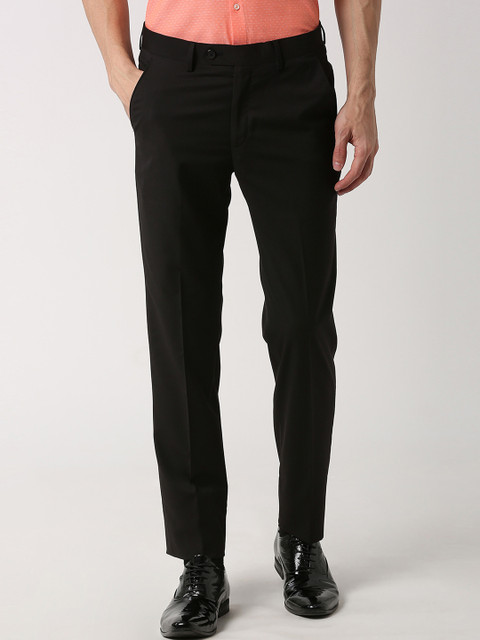 

Peter England Elite Men Black Slim Fit Solid Formal Trousers
