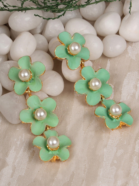 

Shining Diva Green & White Classic Drop Earrings