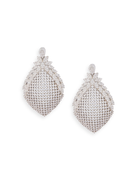 

shaze Silver-Toned Diamond Shaped Studs