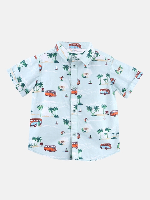 

Beebay Boys Green Regular Fit Printed Casual Shirt