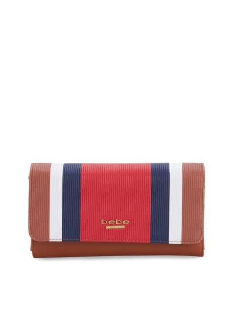

bebe Women Brown & Red Colourblocked Two Fold Wallet