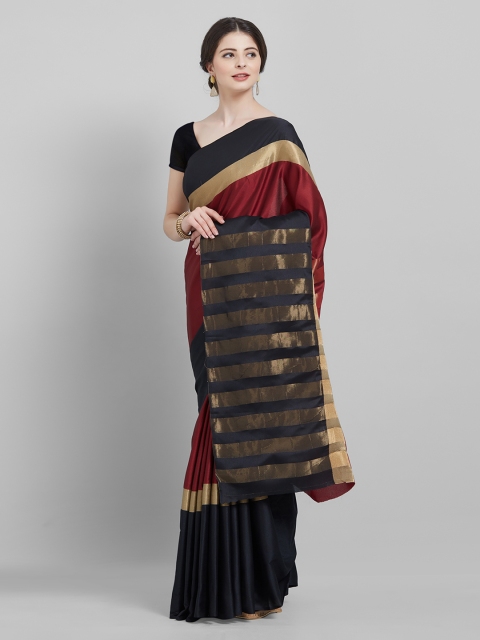 

Saree mall Maroon & Black Art Silk Colourblocked Saree