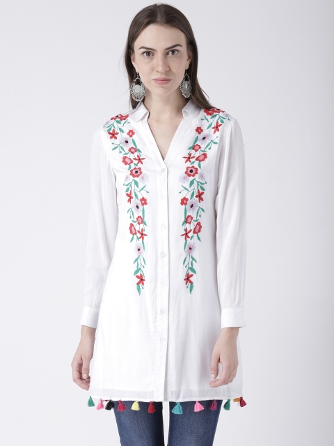 

DODO & MOA Women White Solid Shirt Style Top
