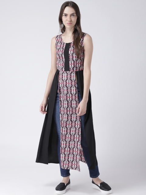 

DODO & MOA Women Black & Off-White Printed A-Line Kurta
