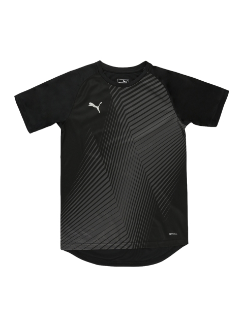 

Puma Boys Black Striped Round Neck T-shirt ftblNXT Graphic