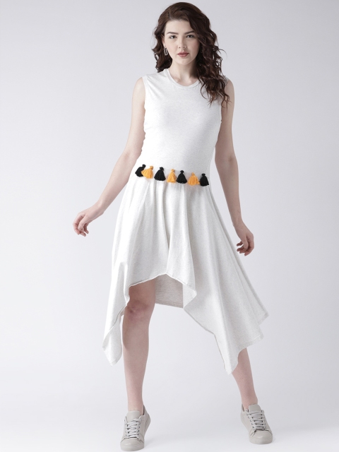 

DODO & MOA Women White Solid Fit and Flare Dress