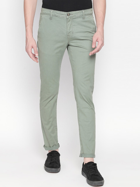 

Urban Ranger by pantaloons Men Green Slim Fit Solid Regular Trousers