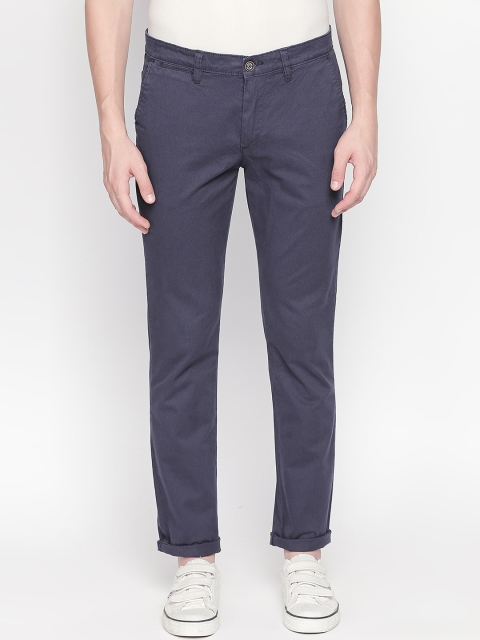 

Urban Ranger by pantaloons Men Navy Blue Slim Fit Self Design Regular Trousers