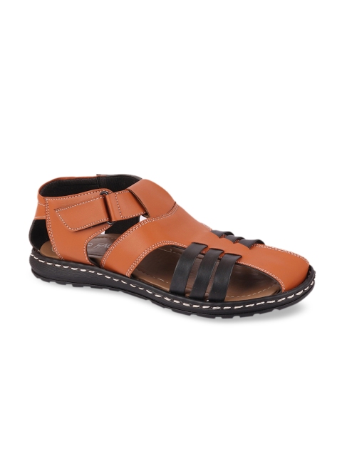 

FAUSTO Men Tan Brown Solid Sandals