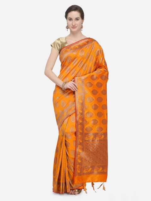 

Pisara Orange Silk Cotton Woven Design Banarasi Saree