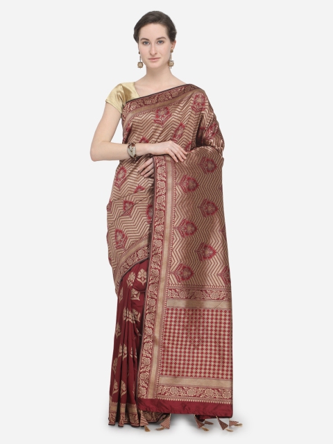 

Pisara Maroon Silk Cotton Woven Design Banarasi Saree