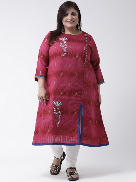 

Kira Plus Women Pink Embroidered A-Line Kurta