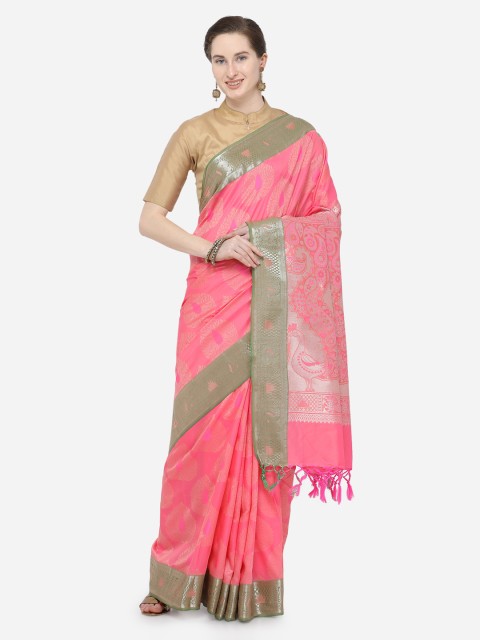 

Varkala Silk Sarees Pink & Pink Silk Blend Woven Design Saree