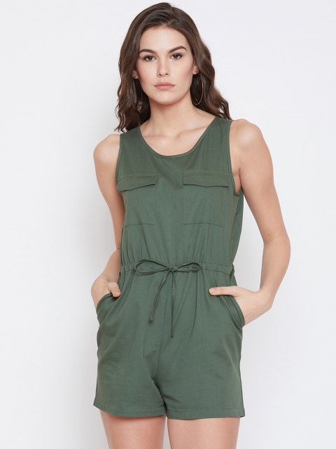 

Nun Olive Green Solid Playsuit