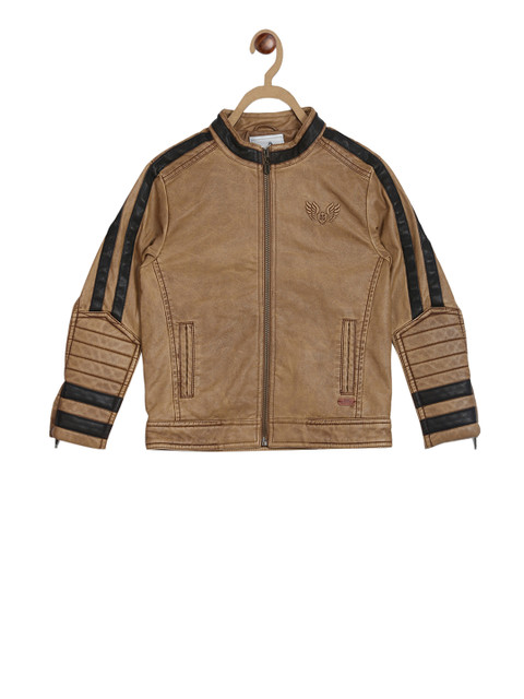 

Blue Giraffe Boys Brown Striped Biker Jacket