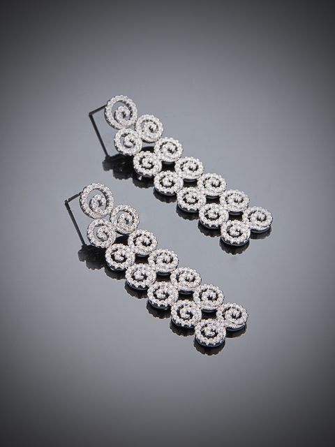

shaze Rhodium-Plated & Antique Contemporary Drop Earrings, Silver