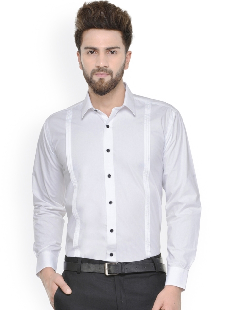 

Hancock Men White Slim Fit Solid Formal Shirt