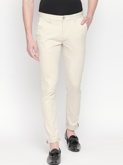 

BYFORD by Pantaloons Men Off-White Slim Fit Solid Regular Trousers