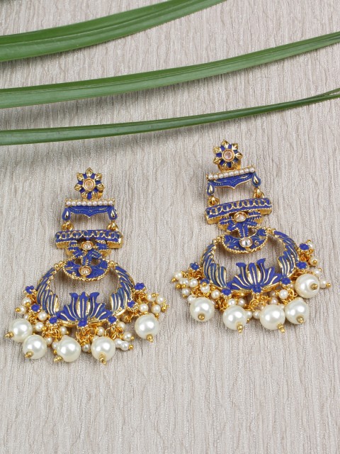 

Shining Diva Gold-Plated & Blue Classic Chandbalis