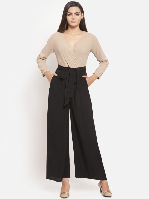 

Martini Black & Beige Colourblocked Basic Jumpsuit