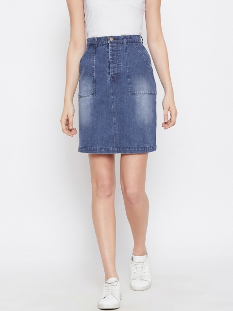 

Nun Women Blue Solid A-Line Pure Cotton Skirt