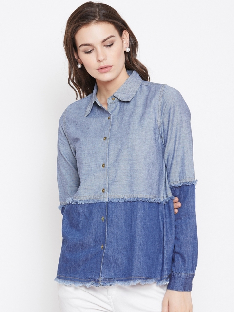 

Nun Women Blue Regular Fit Colourblocked Casual Shirt