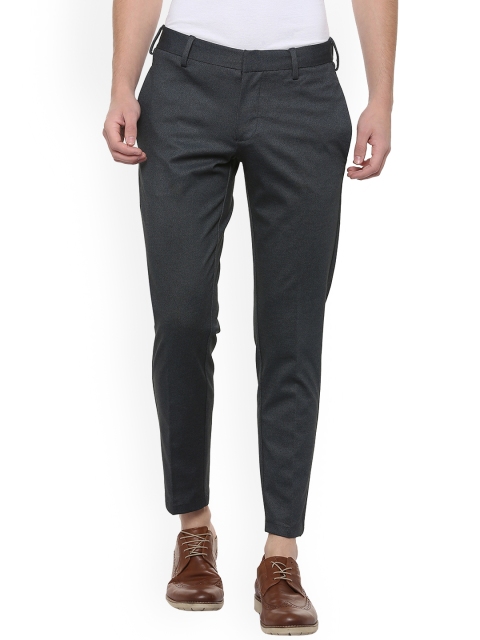 

Allen Solly Men Charcoal Grey Slim Fit Self Design Regular Trousers